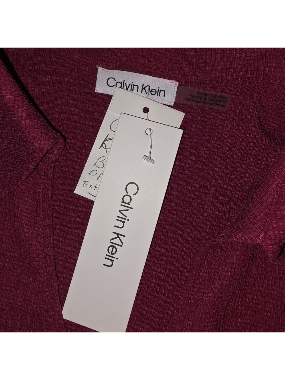 Calvin Klein Burgundy Ribbed Wrap Long Sleeve Top 0X #BL6 - Picture 9 of 9
